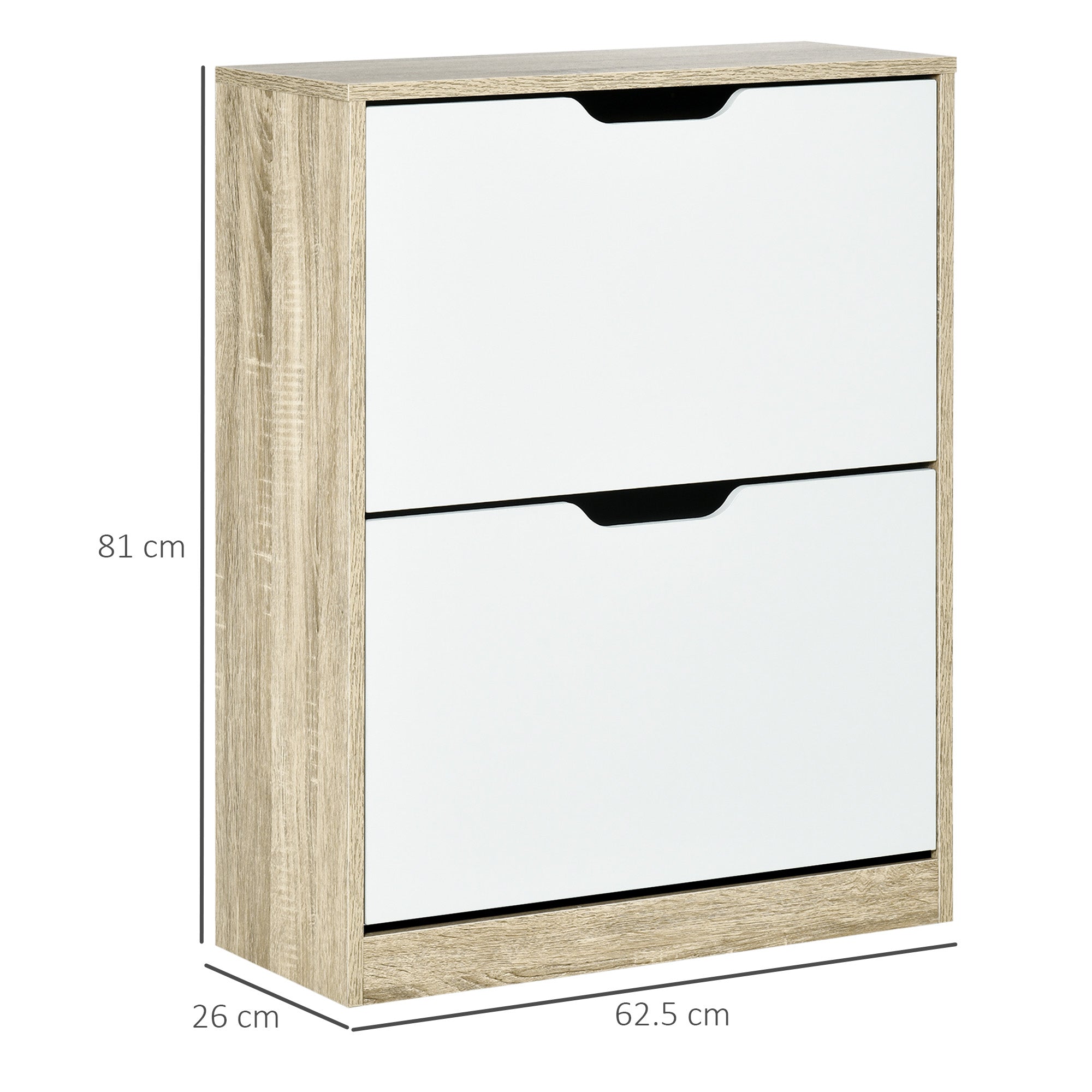 Scarpiera Slim Salvaspazio 2 Cassetti a Ribalta 8 Paisa di Scarpe 62,5x26x81 cm Legno e Bianco