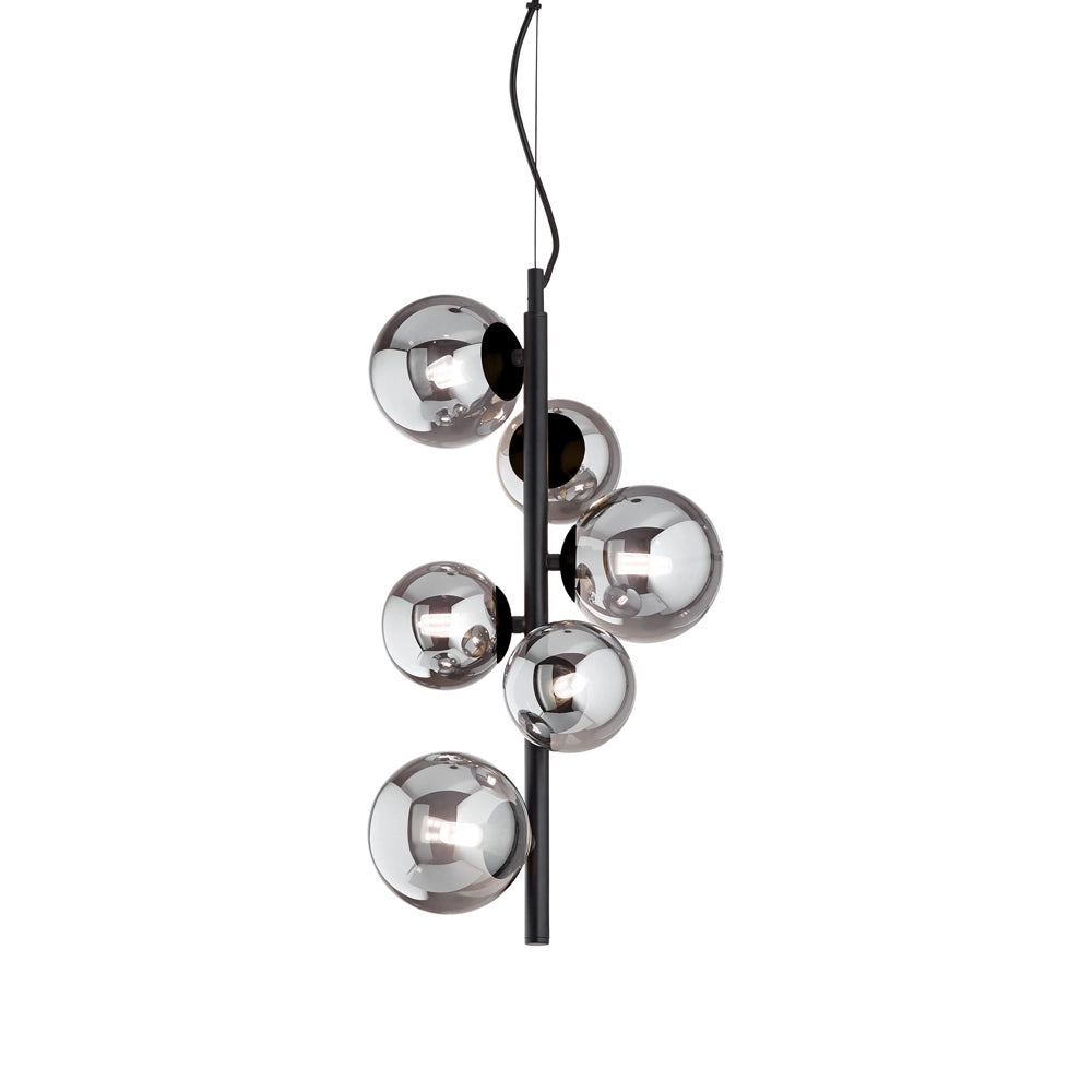 Sospensione Contemporanea Perlage Metallo Nero 6 Luci G9 3W 3000K Luce Calda