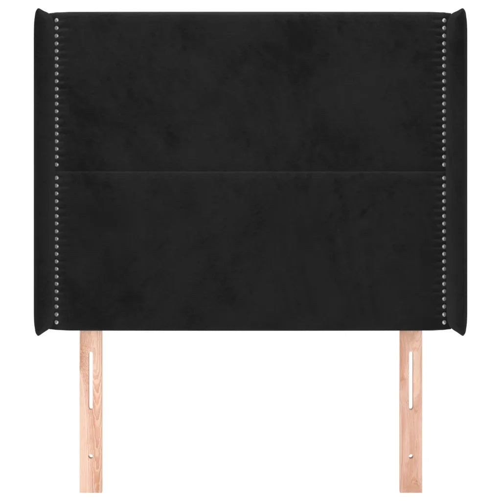 Testiera ad Orecchio Nera 103x16x118/128 cm in Velluto