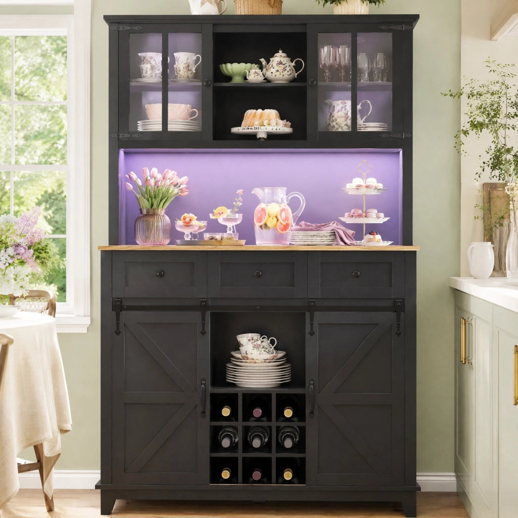 ARMADIO DA CUCINA 105x38,4x180 cm Nero MDF con LED