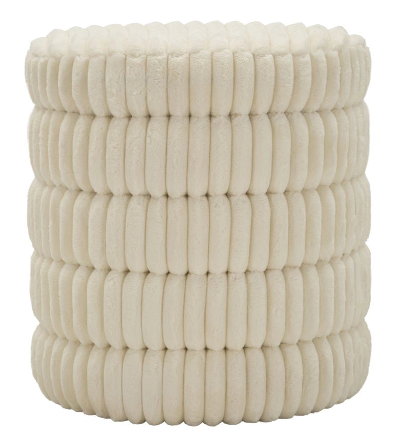 Puff Goteborg Levels Ø41x46 cm in MDF e Spugna e Poliestere Bianco