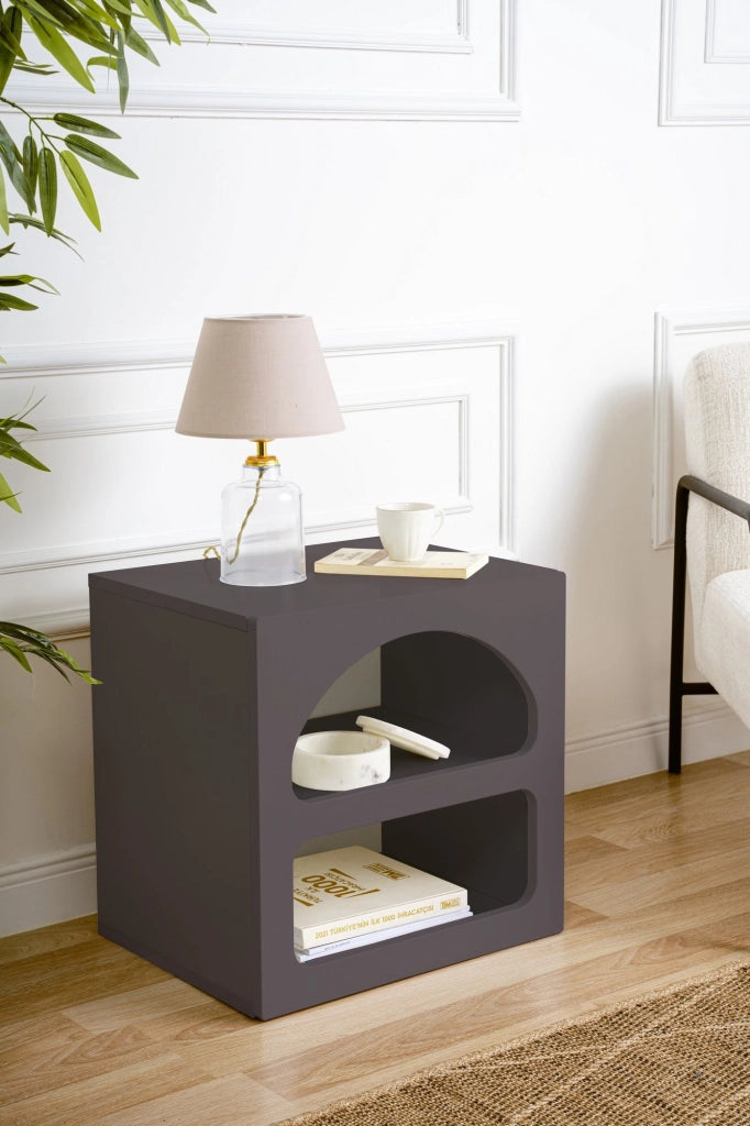 Comodino in legno "Lorin" - 50 x 40 x 50 cm - Grigio antracite