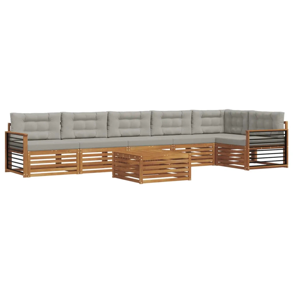 Set di divani da esterno 7 pcs Grigio Naturale e Chiaro