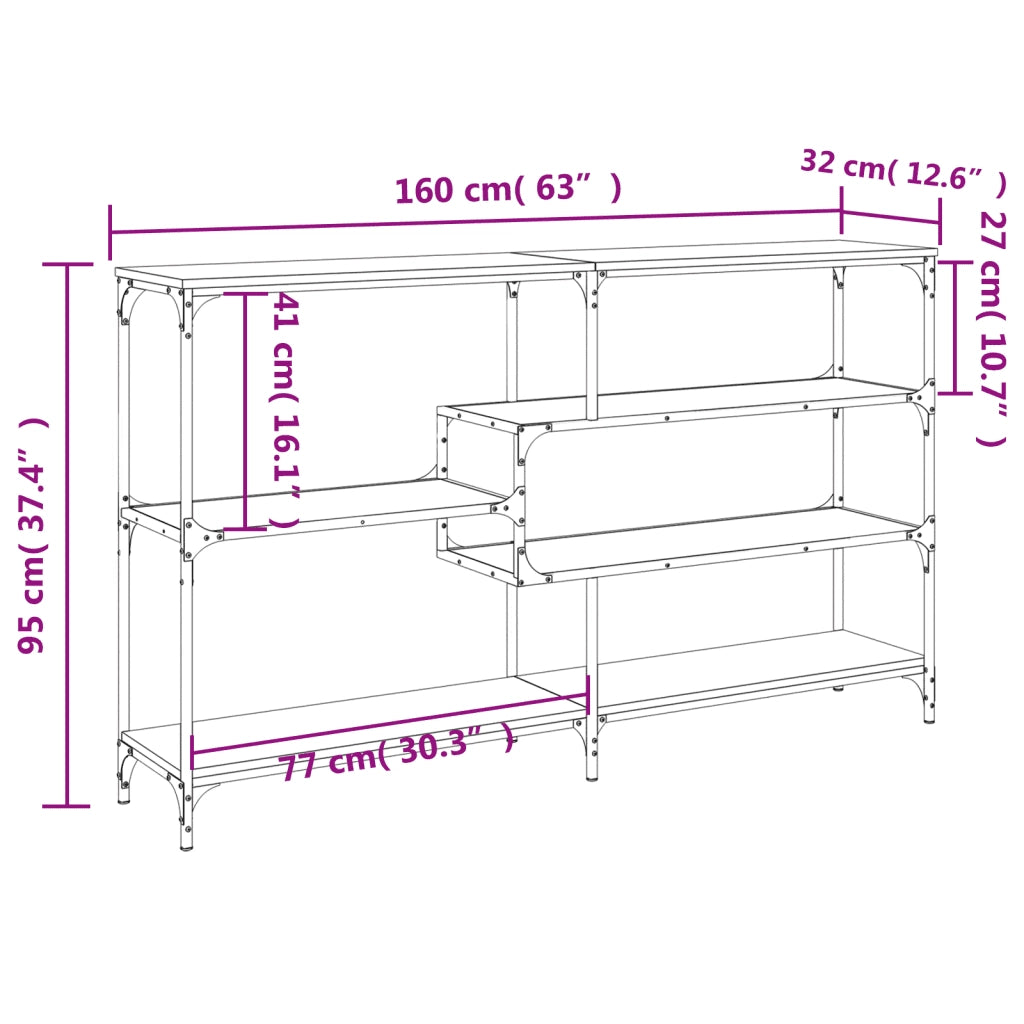 Tavolino Consolle-Tavolino da soggiorno-Tavolo Rovere Marrone 160x32x95 cm Legno Multistrato
