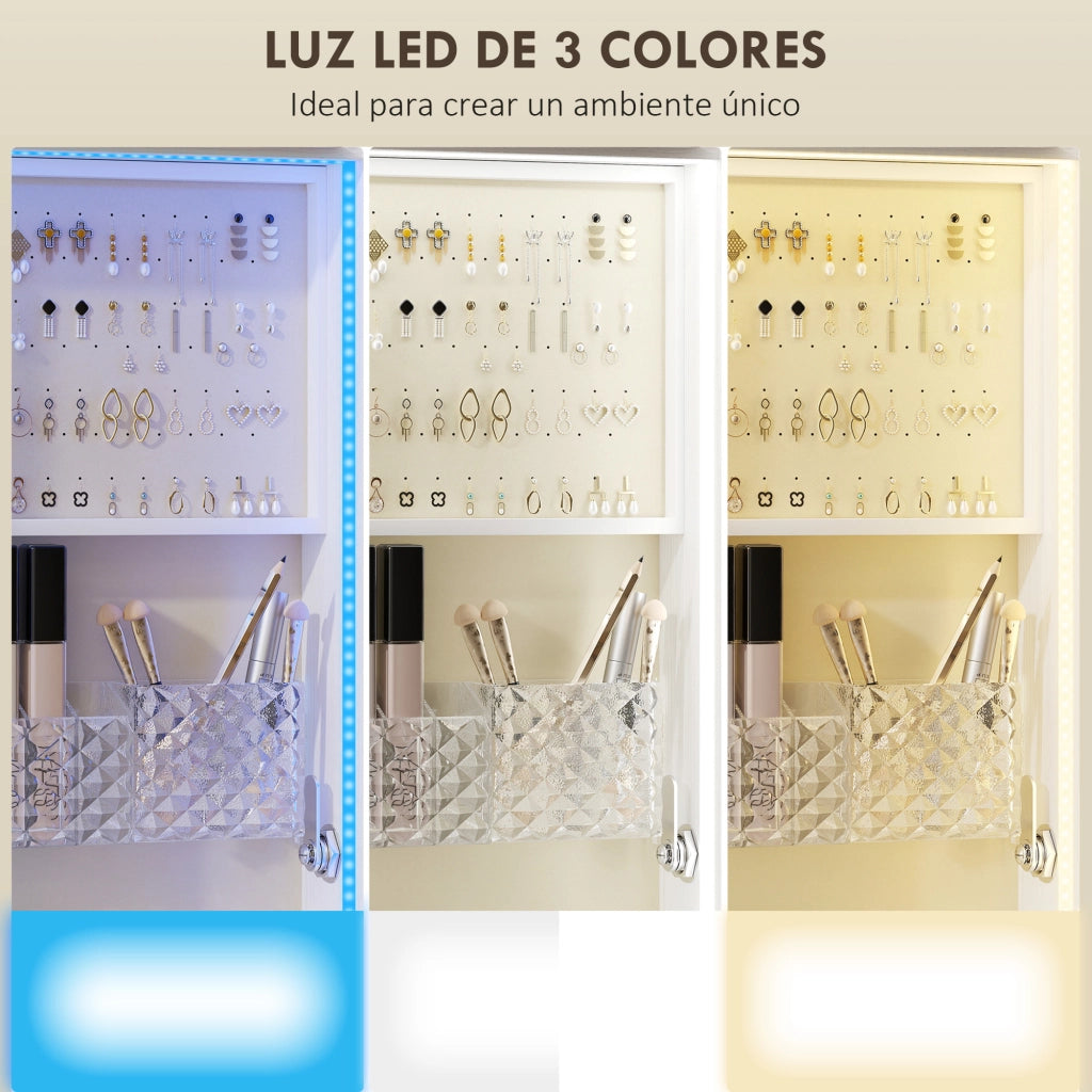 Armadio Specchio con Luci LED e Cassetti ¨C Zephmum ¨C Bianco 90x51x40