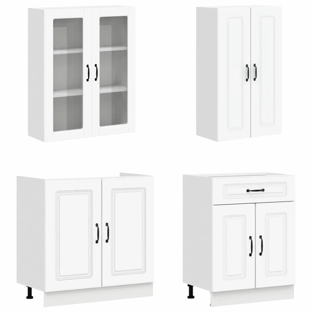 Set di armadi con cassetto 8 pcs Bianco Legno multistrato 3438193