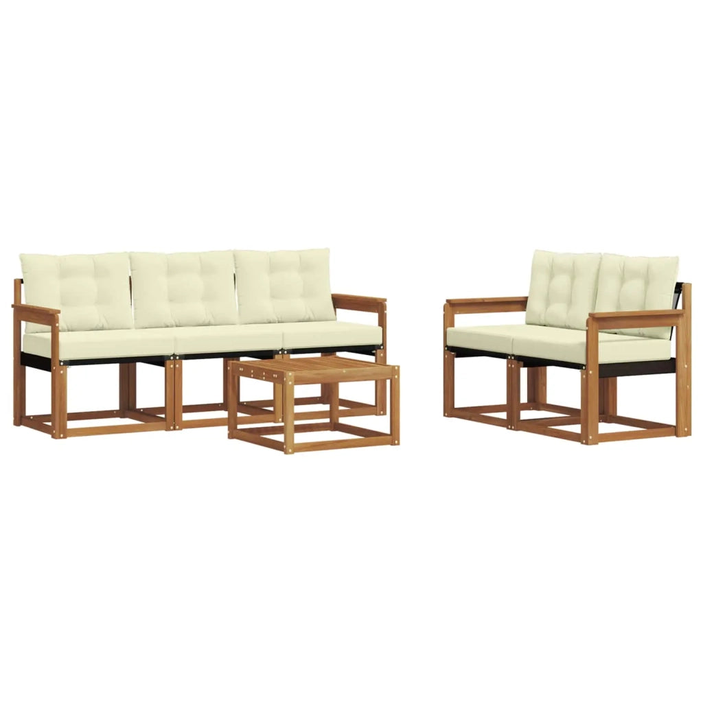 Set di divani da esterno con cuscino 6 pcs Naturale e Crema