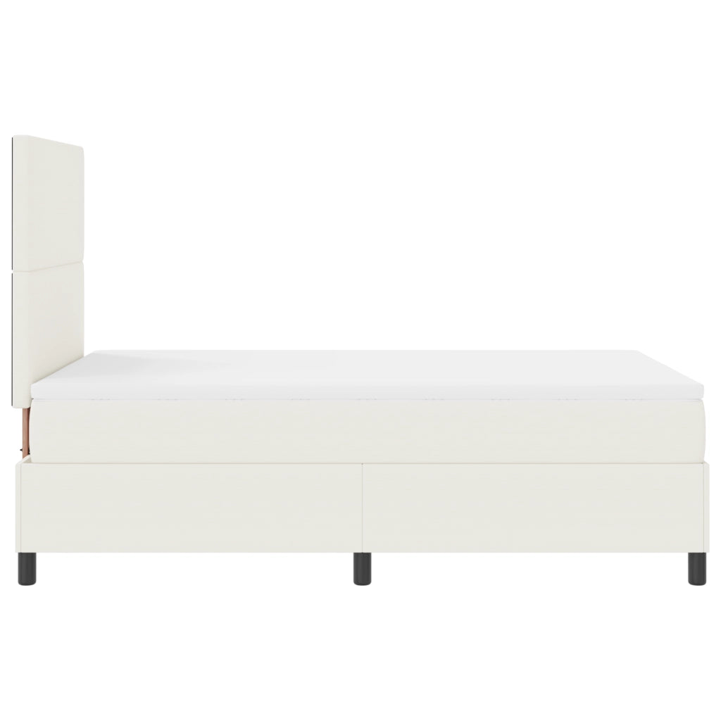 Letto Box Spring con Materasso e Luce LED Crema 120x200 cm Tessuto Corduroy