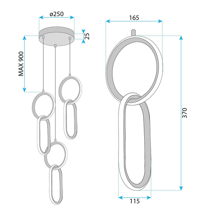Lampada A Sospensione Led G077-3cpr Gold