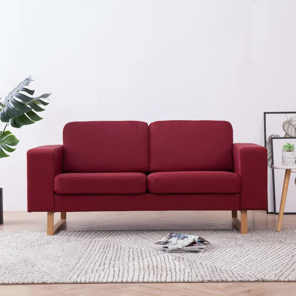 Divano a 2 Posti in Tessuto Rosso Vino cod mxl 21497