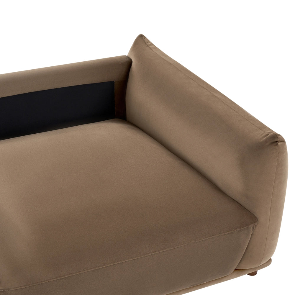 Divano a 3 posti in velluto marrone con cuscini decorativi e gambe in legno divano moderno per soggiorno