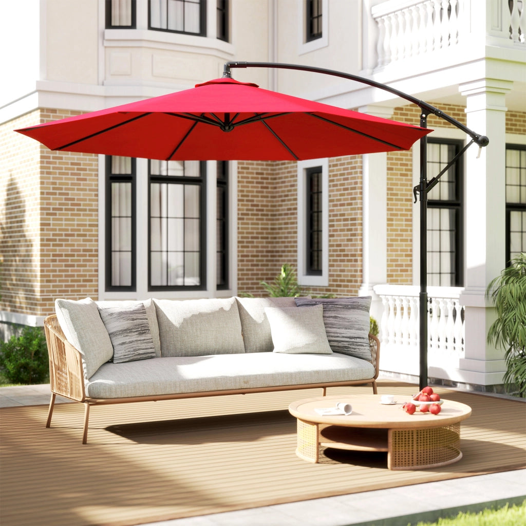 Ombrellone da Giardino Octagonale Inclinabile ¨C zephmum ¨C 3 x 2.5 m, Rosso Bordo