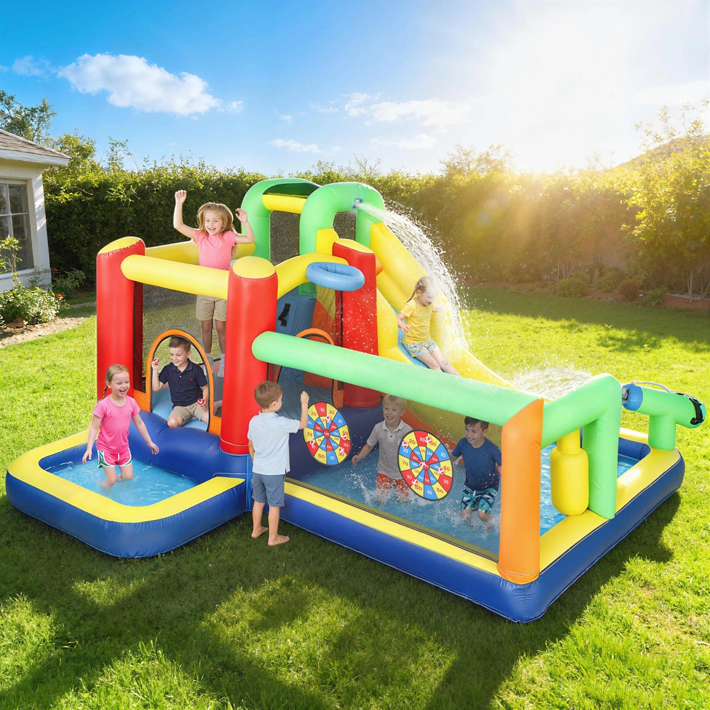 Castello Gonfiabile Bambini con Scivolo e Piscina ¨C zephmum ¨C 330x290x185 cm Multicolore