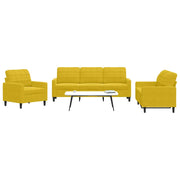 vidaXL Set di Divani 3 pz con Cuscini giallo in Velluto
