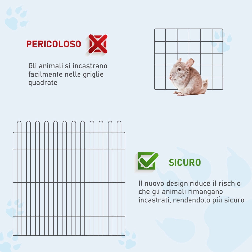 Recinto per Animali in Acciaio Ø158x61 cm Nero