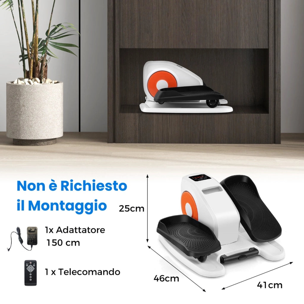 Macchina ellittica da scrivania con monitor display controllo remoto, Pedaliera elettrica silenziosa per anziani Bianco