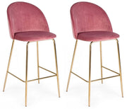 Set 2 Sgabelli Bar 51x55x105h cm Carry Velluto Blush