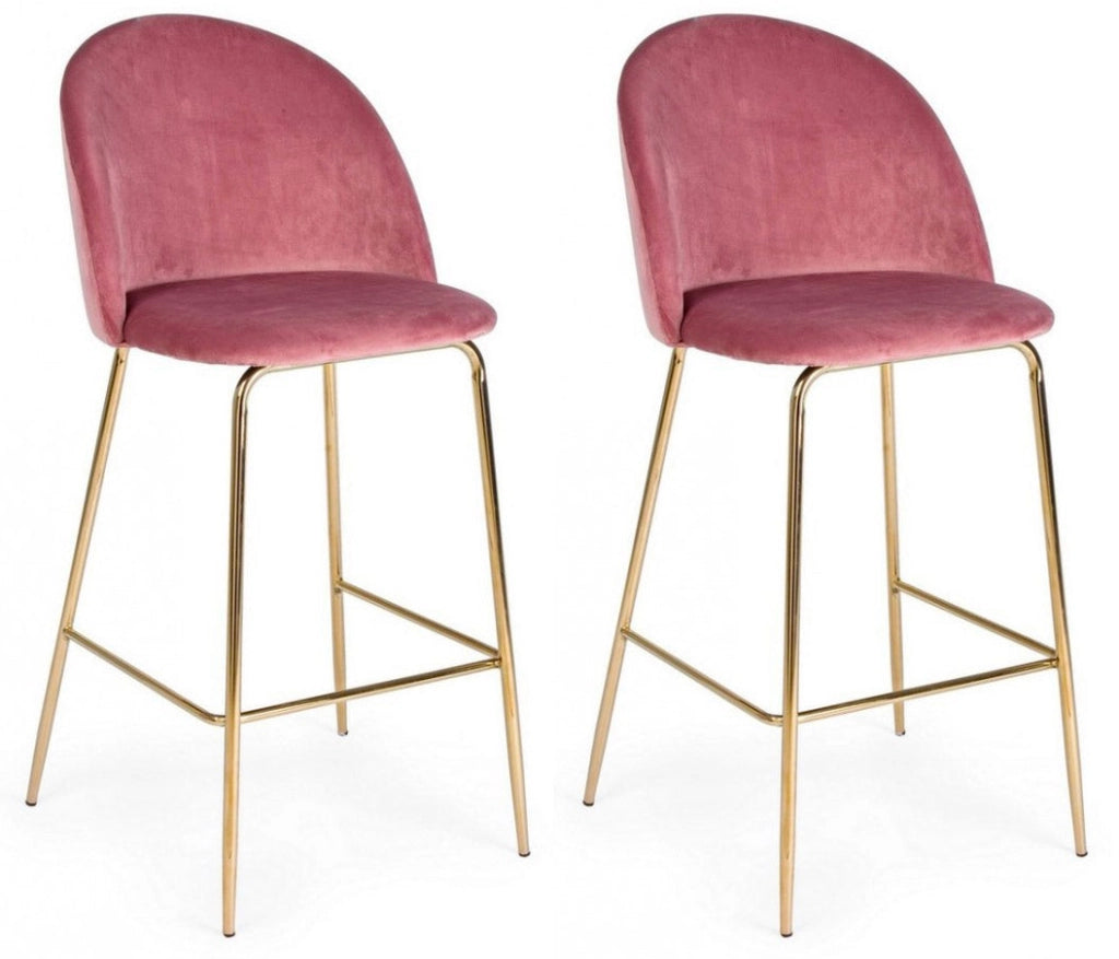 Set 2 Sgabelli Bar 51x55x105h cm Carry Velluto Blush