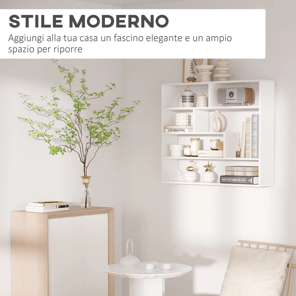 Libreria a Muro 4 Ripiani ¨C Xylo ¨C Legno Bianco 94x19.5x80cm