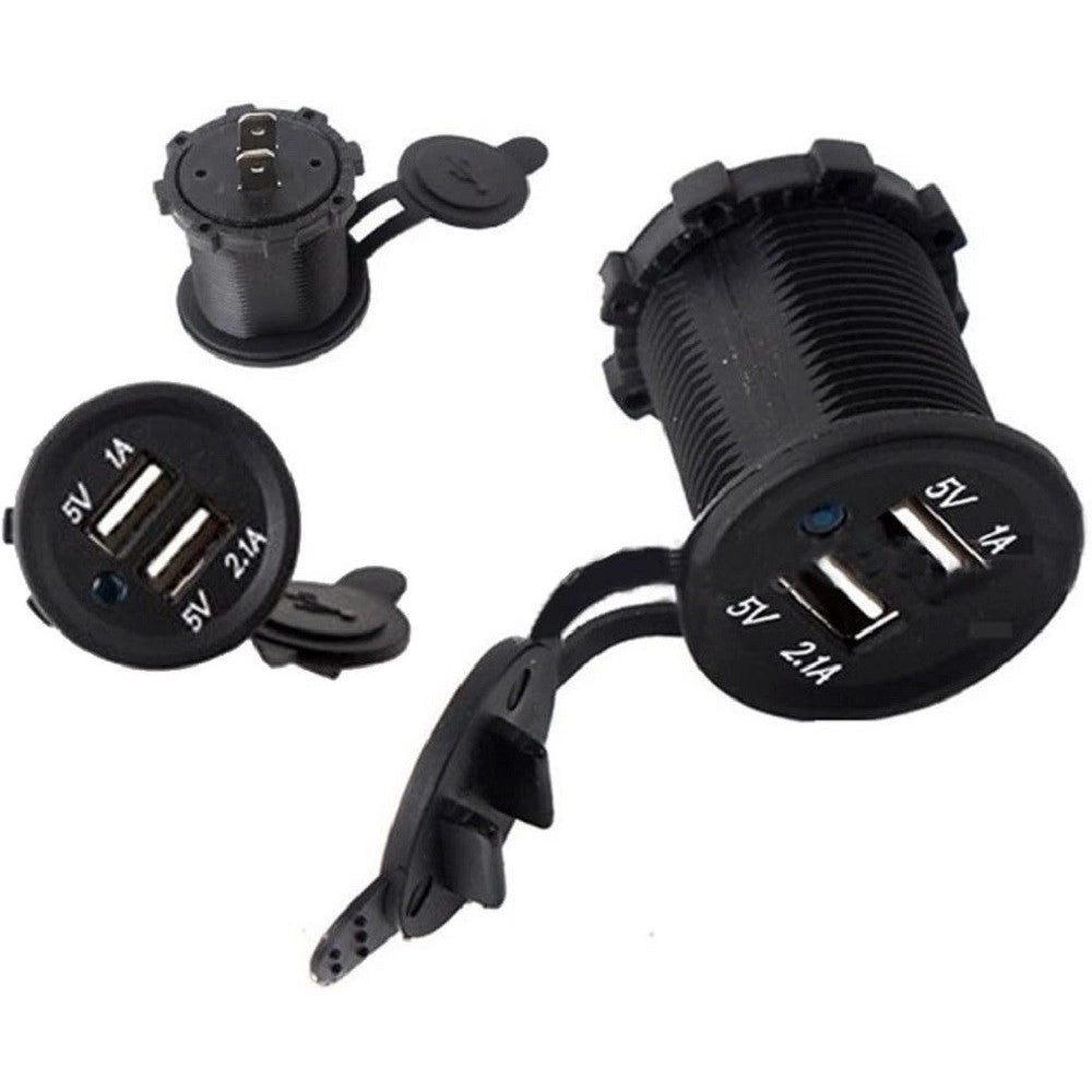 Trade Shop - Presa Di Ricarica 1a 2.1a 12v Moto Impermeabile Doppia Porta Usb Atv Barca Auto -