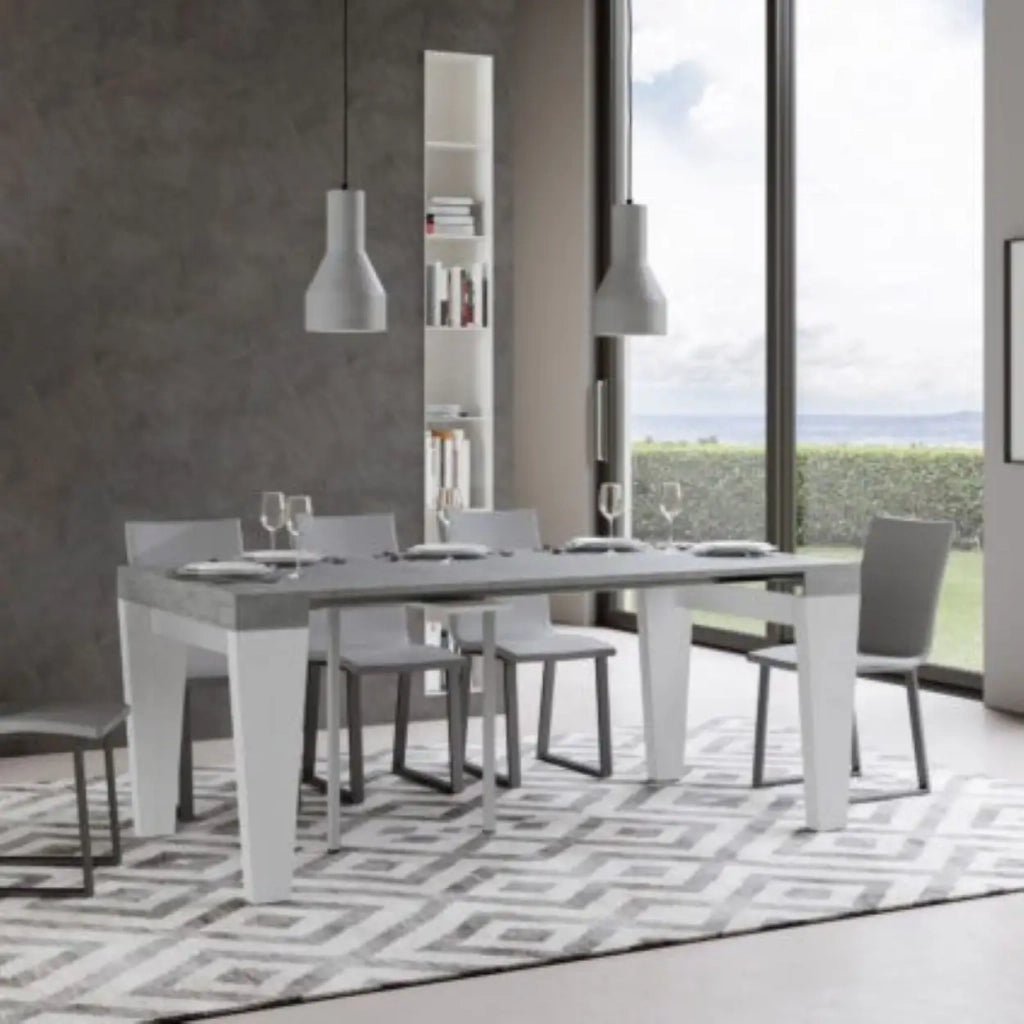 Consolle allungabile 90x40/300 cm Spimbo Mix piano cemento - struttura bianco frassino