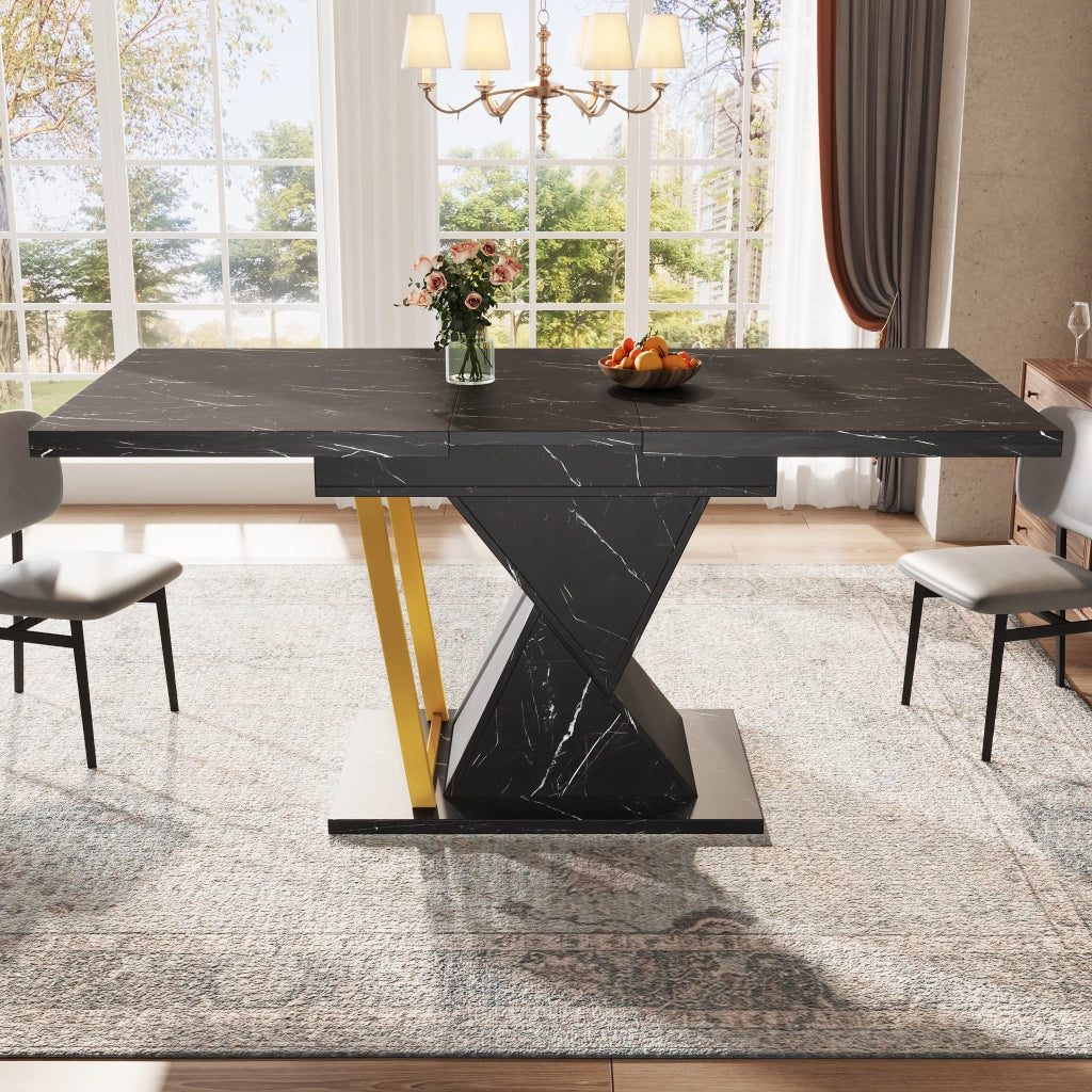 TAVOLO Allungabile 110-140x80x76 cm MDF e Metallo Nero