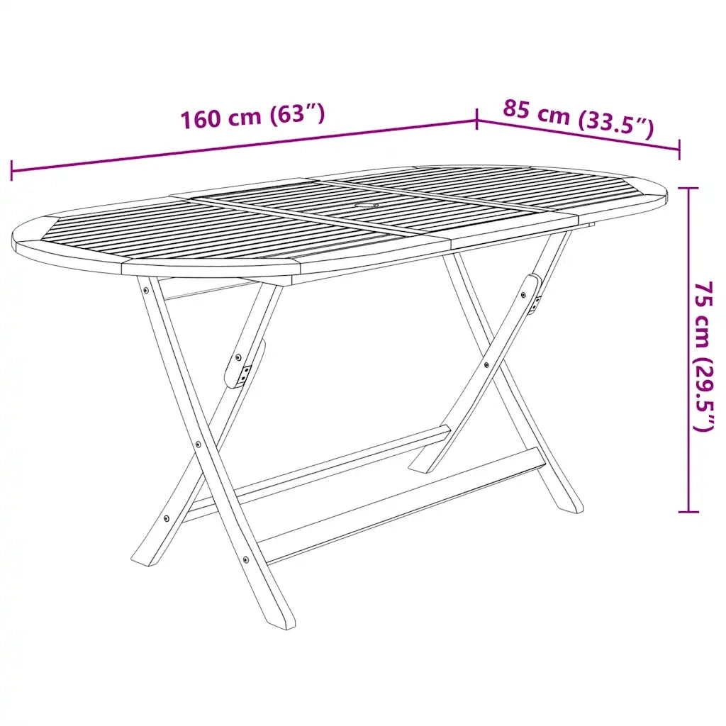 Set da Pranzo da Giardino 9 pz Pieghevole in Massello di Acacia cod mxl 43616
