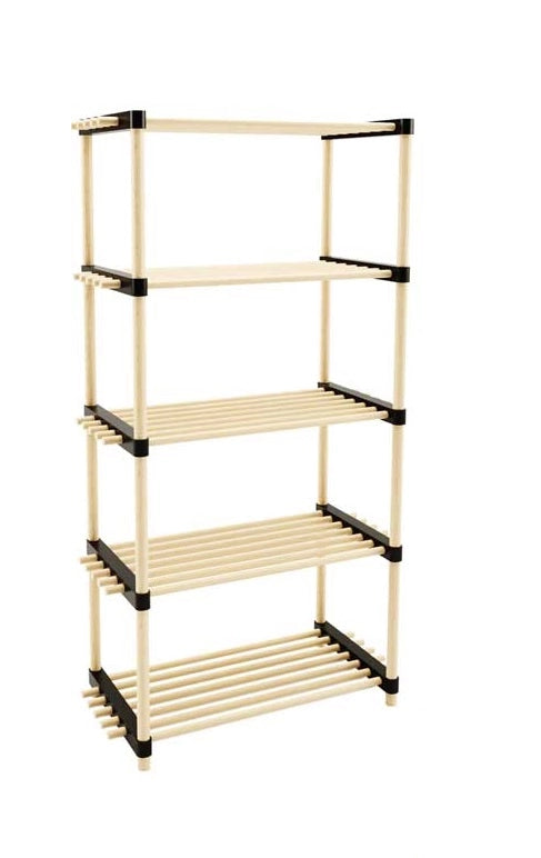 SCAFFALE IN LEGNO MODULARE CON 5 RIPIANI 56X28X117 CM COLORE NATURALE