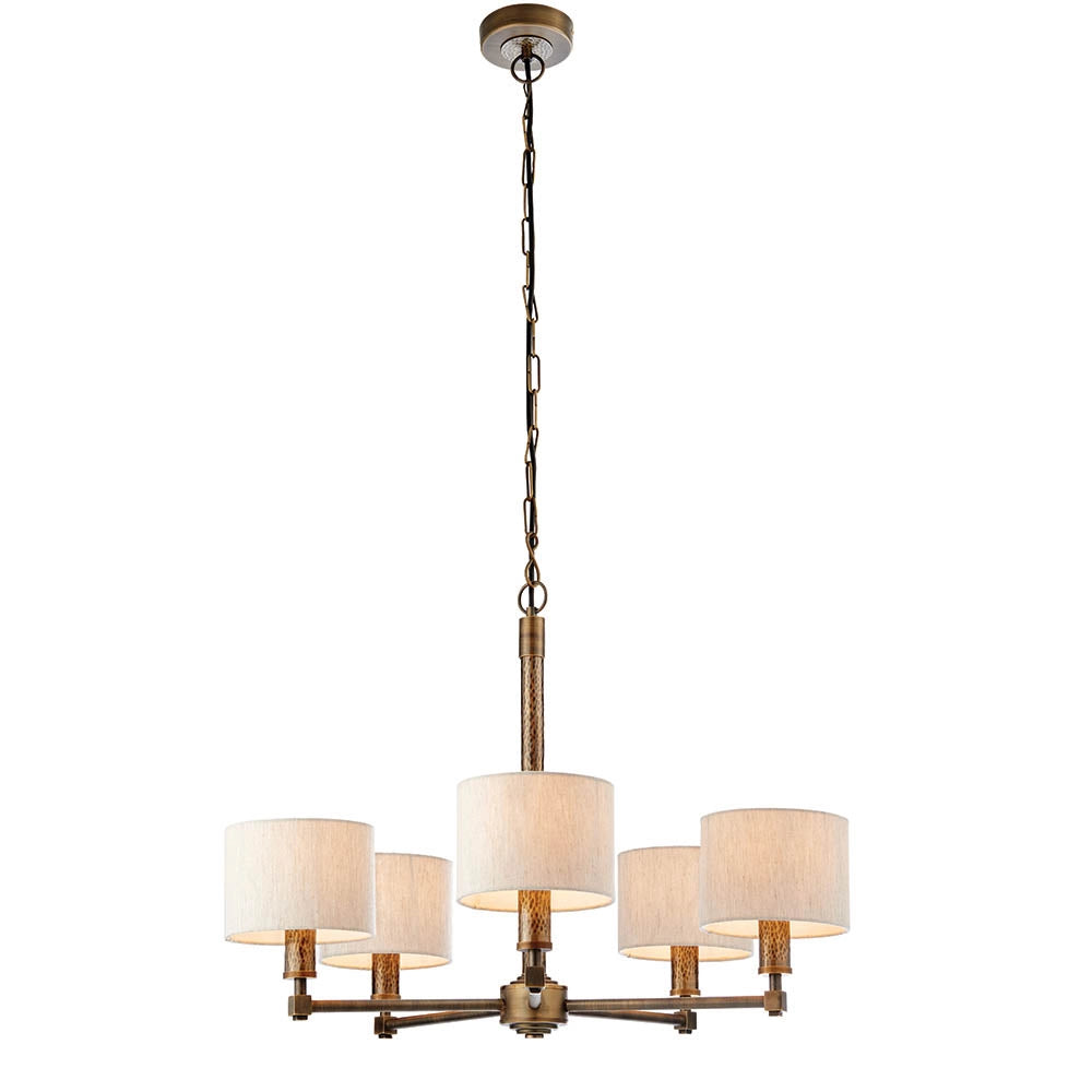 Lampadario 5 luci bronzo anticato, paralumi E14 Endon