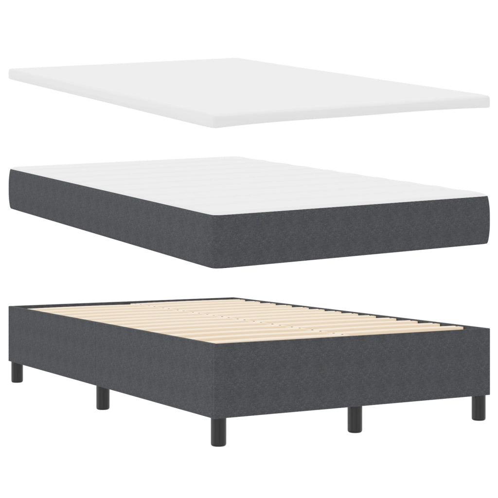 Letto a Molle con Materasso Grigio Scuro Piccola Doppia Tessuto Corduroy