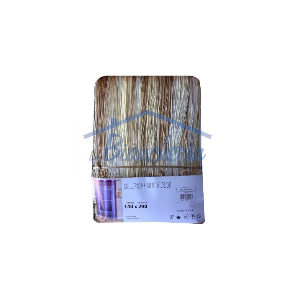 Trade Shop - Tenda Millerighe A Fili Sfumati 140 X 290 Cm Per Interni Divisoria Decorativa - Beige