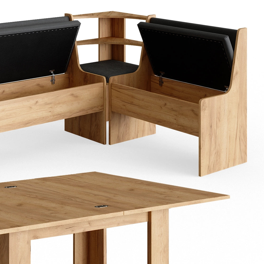 Vicco Gruppo panca ad angolo Quercia dorata 150 x 41.5 cm con tavolo