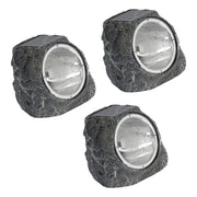 Set 3 Lampade Solari Esterno Stazzone Plastica Grigia 4 Luci Led 0,6W Ip44