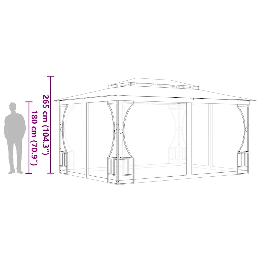 Gazebo con Rete 300x400x265 cm Antracite