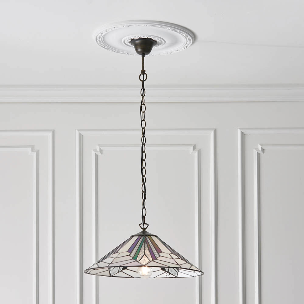 Lampada a sospensione Tiffany Astoria vetro Ø48 E27