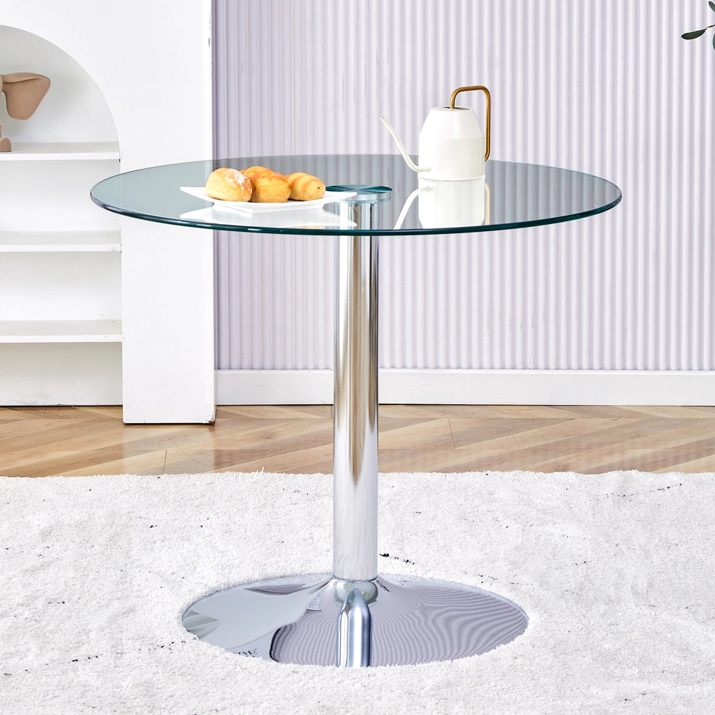 Tavolo da pranzo rotondo in vetro Ø85x76 cm stile minimalista struttura di lusso leggero