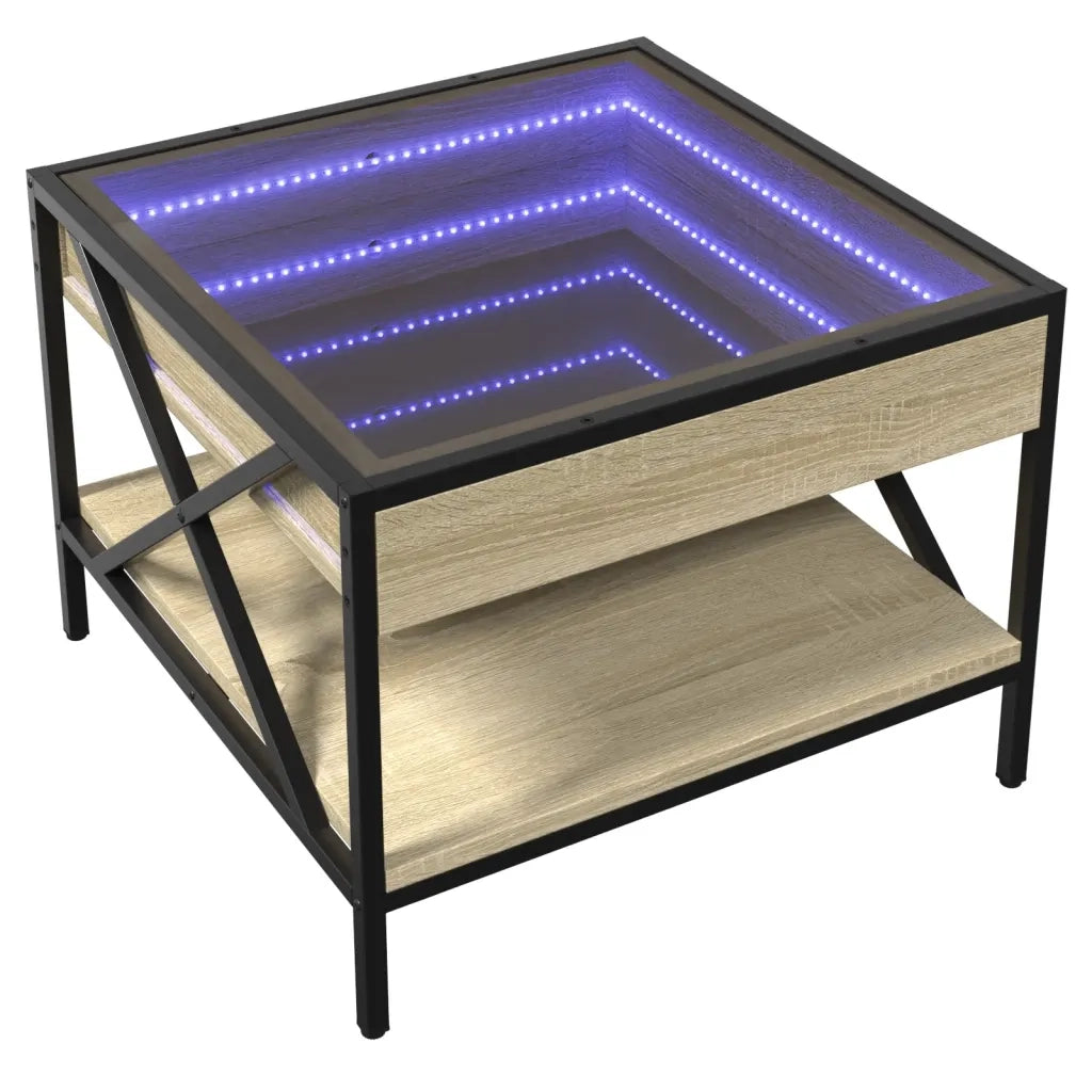 Tavolino da salotto | Tavolino da caff¨¨ | Tavolino da Soggiorno con LED Infinity Rovere Sonoma 50x50x38 cm