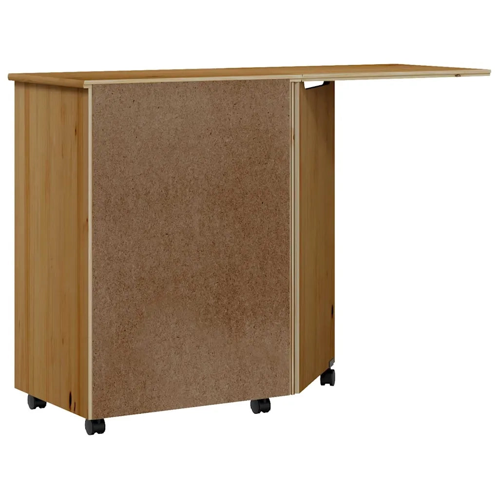 Mobiletto su ruote con scrivania pieghevole e vano contenitore 105,5 x 39 x 74,5 cm legno di pino color miele 02_0047168