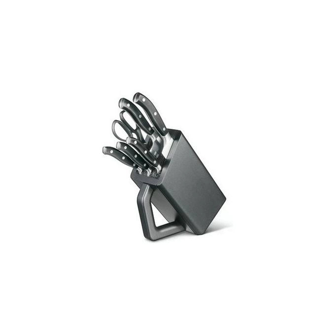 Victorinox 7.7243.6 Grand Maître Ceppo Portacoltelli con 6 Coltelli Forgiati Acciaio Inox e Cesoie Multiuso colore Nero