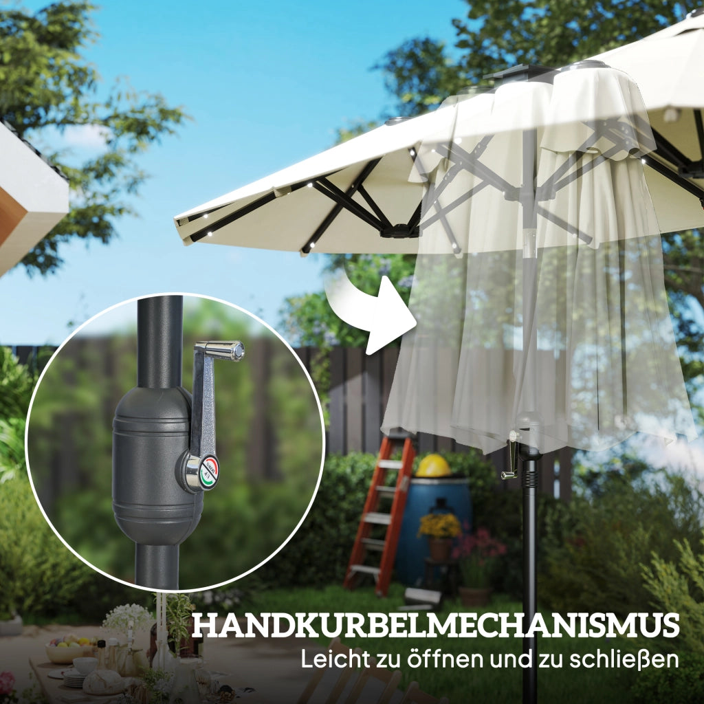 Ombrellone da giardino pieghevole con pannello solare e LED ¨C zephmum ¨C beige 292x150 cm