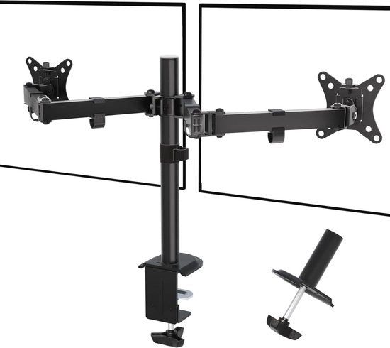Stand per doppio schermo ergonomico per schermi da 17 a 35 pollici - Angolo di visuale regolabile, inclinazione di ±45° e rotazione di 360°