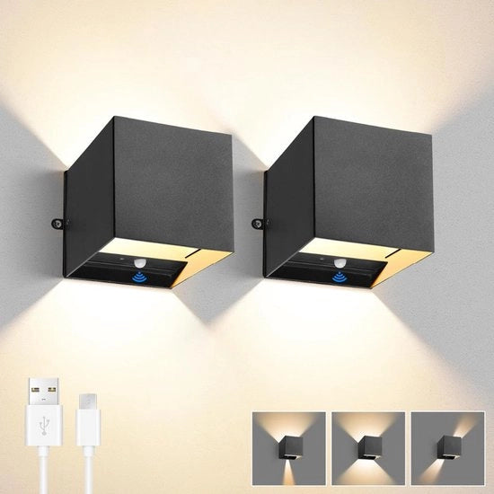 Lampada da Parete Ricaricabile - Lampada da Parete Interna - Ricaricabile via USB - Lampada da Parete per Salotto - Camera da Letto - Senza Fili - Lampada da Parete a Batterie - Illuminazione Scale - Lampada da Parete Ricaricabile - Comando a Distanza -