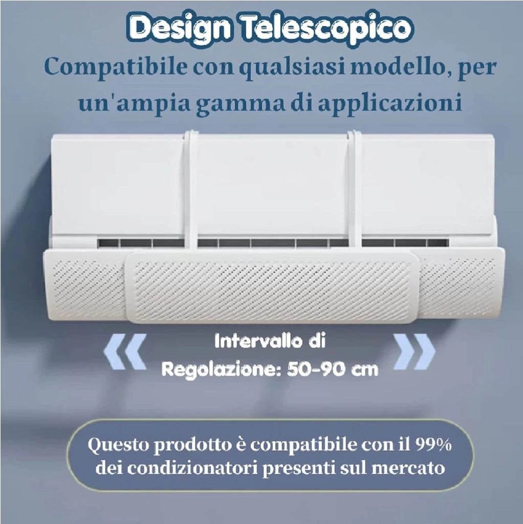 Kit 2pz Deflettore Condizionatore Universale Regolabile 58-90 cm Scudo Protezione Aria