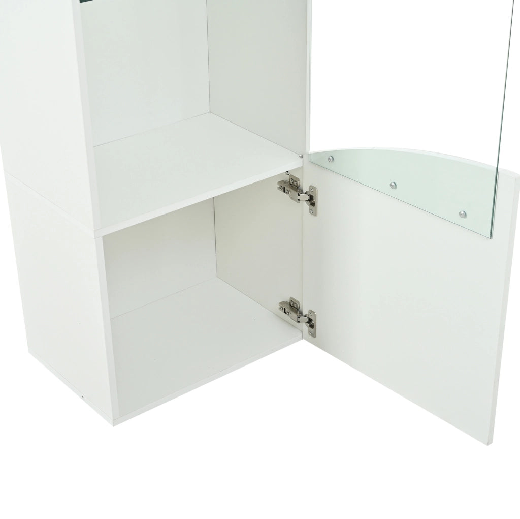 Vetrina alta e stretta 35 x 50 x 165 cm con LED; in pannello truciolare bianco lucido e vetro temperato