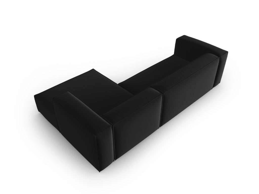 Cosmopolitan Design - Divano angolare destro "Mackay" 4 posti in velluto nero 