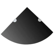 Scaffale Angolare con Supporti Cromati in Vetro Nero 25x25 cm cod mxl 33209