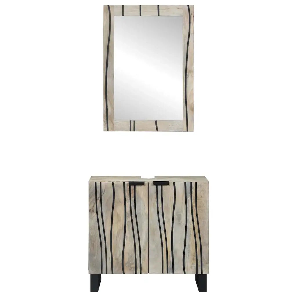 Set di mobili per il bagno 2 pcs Bianco Legno multistrato 3310048