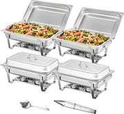 Buffet riscaldatore 4 pezzi - Qualità ristorante - Ciotola da buffet - Riscaldamento a vapore - Grande formato