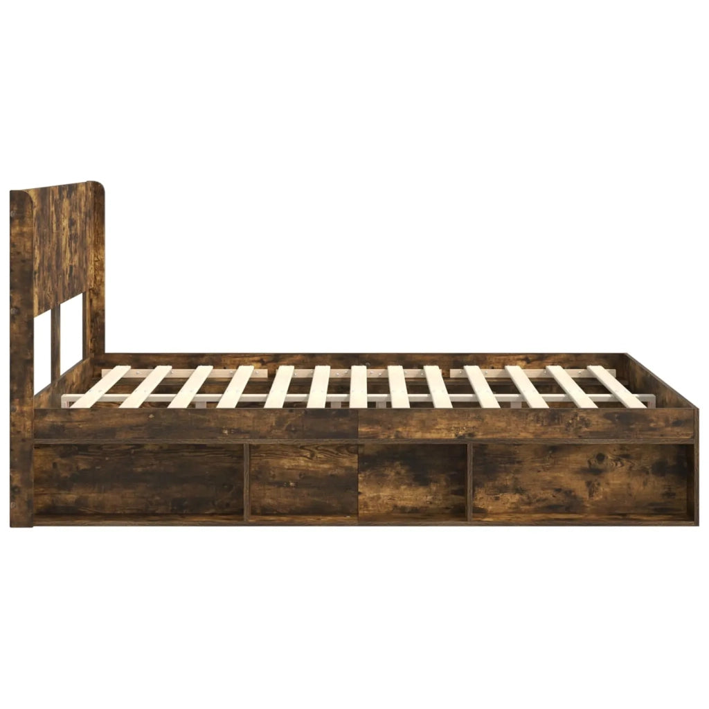 Struttura del letto con stoccaggio e testata Rovere Fumo 3414191