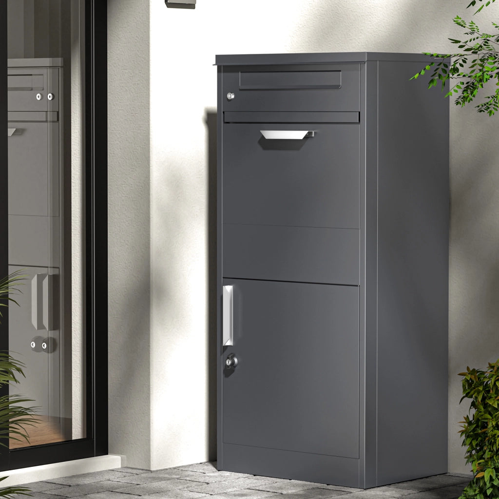 Toboli Cassetta postale per pacchi antracite 500 x 370 x 1120 mm Portapacchi con serratura